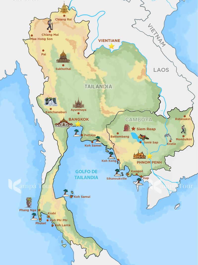 mapa de camboya y tailandia