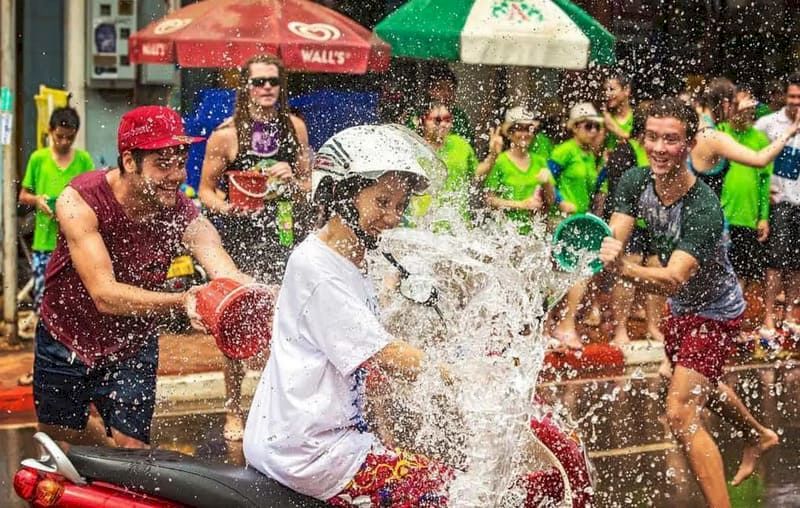 The festive atmosphere on the streets of Cambodia during the New Year in April