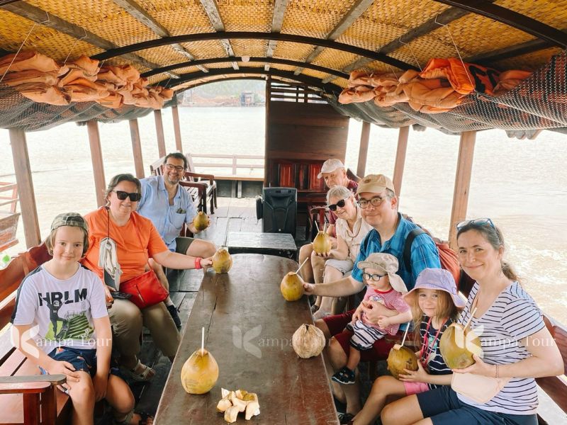 Tourists on boat trip in the Mekong Delta