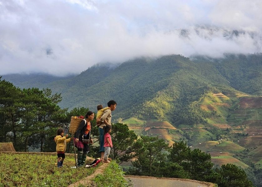 A peaceful countryside scene at the roof of Indochina 'Sapa'.