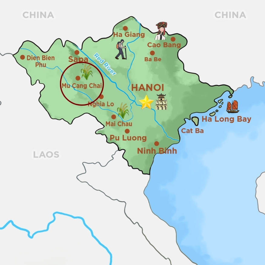 Mu Cang Chai is located in the West of Northern Vietnam.