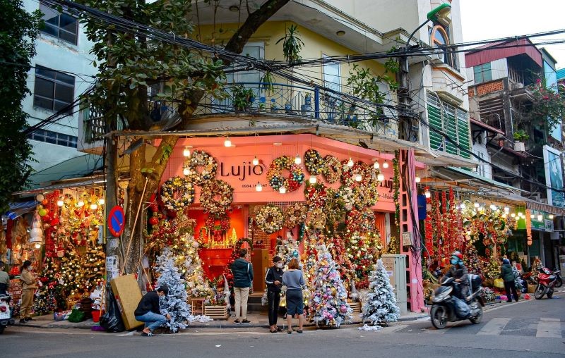 A Christmas shop in the old quarter of Hanoi, Vietnam