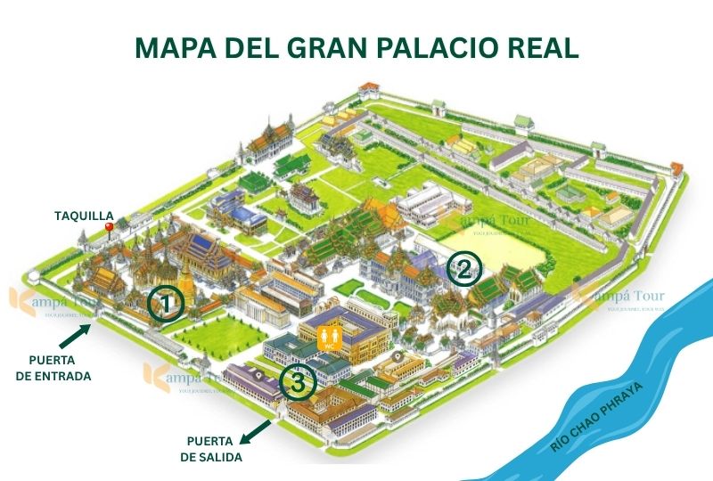 mapa - plano - gran palacio de bangkok