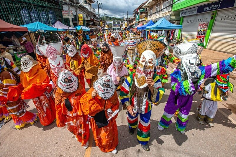 The Phi Ta Khon Festival is full of color and joy