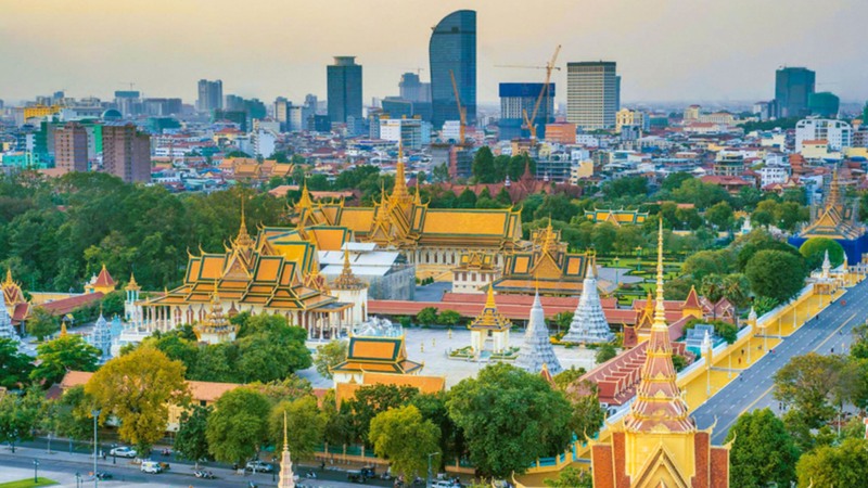 Phnom Penh capital seen from above