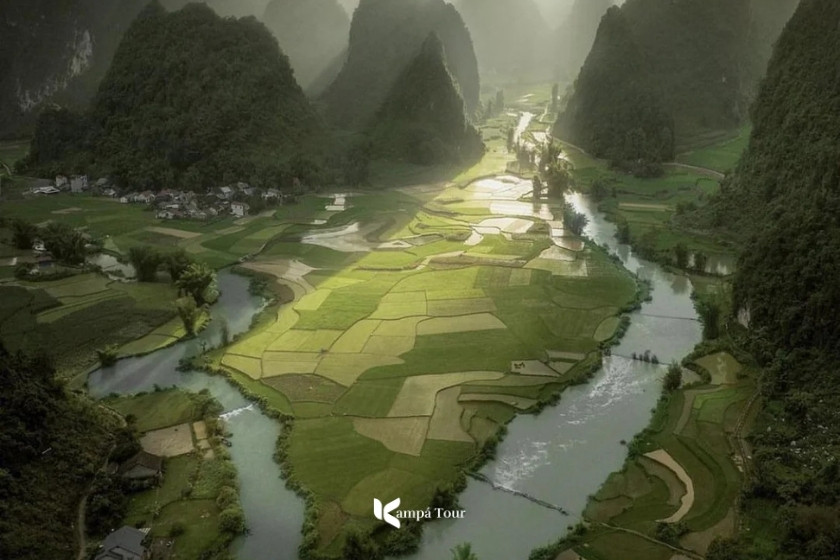 Phong Nam Valley photographed from above by drone