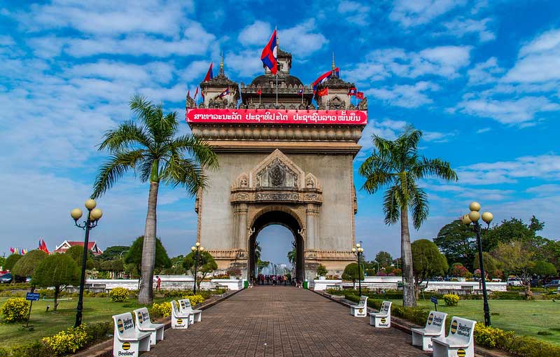 Patuxai Triumphal Arch in Vientiane''s capital 