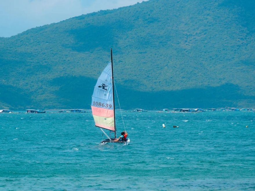 Catamaran sailing on Whale Island Vietnam