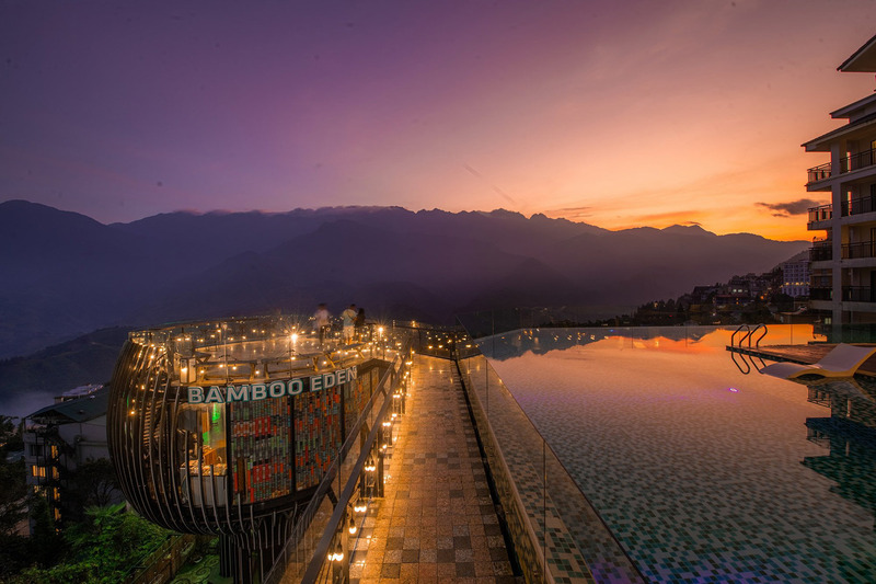 Panoramic view of the hotel bar area