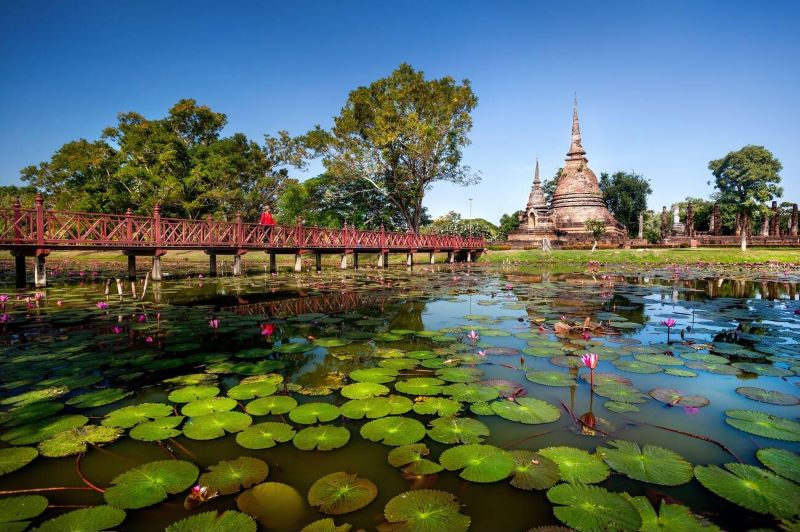 Ancient Stupa at Wat Sa Si near the Lotus Pond