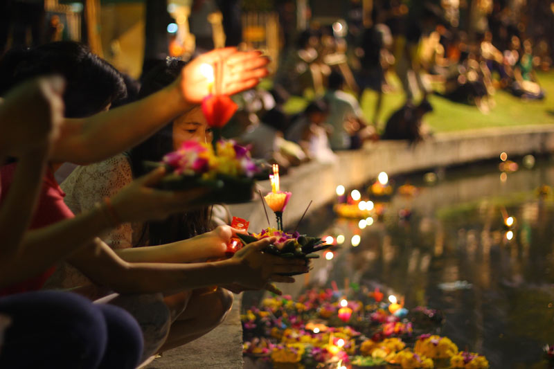 These offerings are dedicated to the water goddess Pra Mae Khongkha