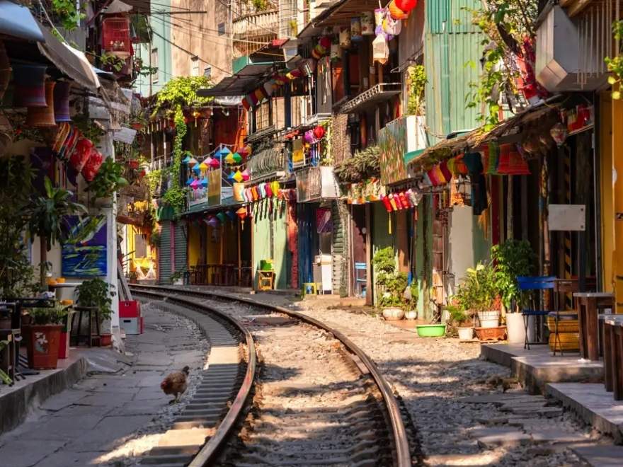 Hanoi's railway street during the hot July days.