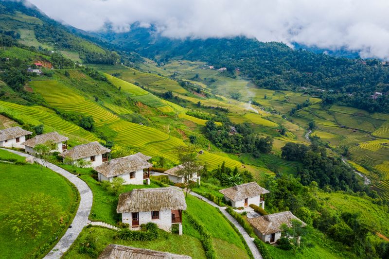 The majestic view of the terraced fields in Sapa from above. Photo: Topas Ecolodge Sapa