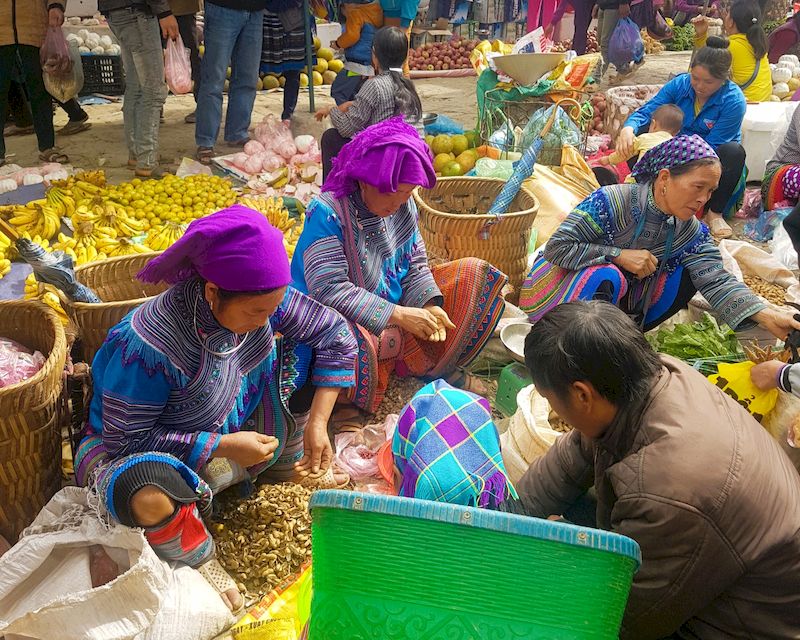 The colorful scene at an ethnic market in Bac Ha