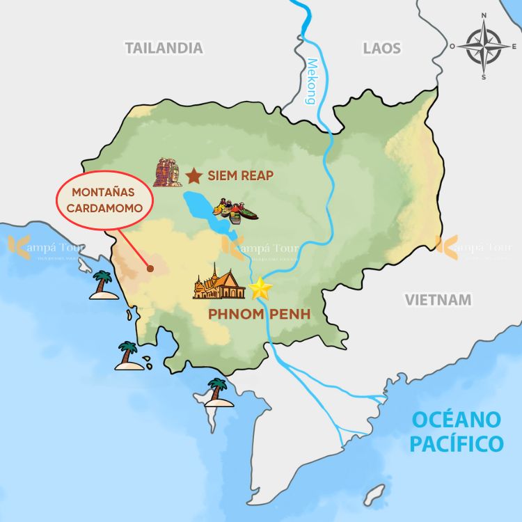ubicacion de montañas cardamomo en camboya