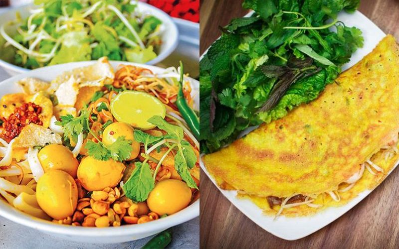 platos vietnamitas elaborados con verduras frescas de Tra Que