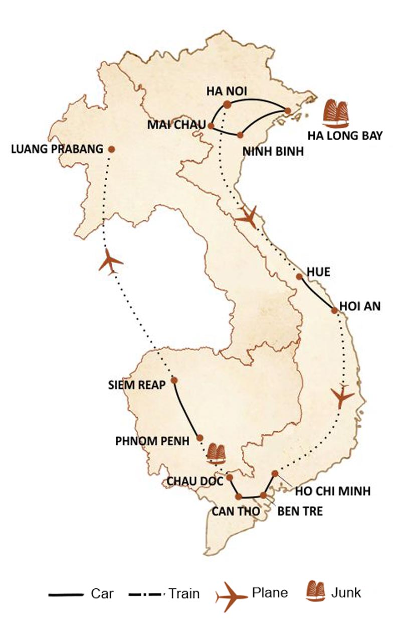 3 week travel itinerary in indochina