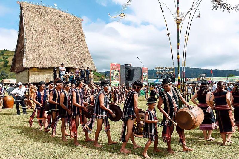 The highlands of Vietnam are famous for their unique gong culture, where music and tradition are intertwined in a vibrant experience