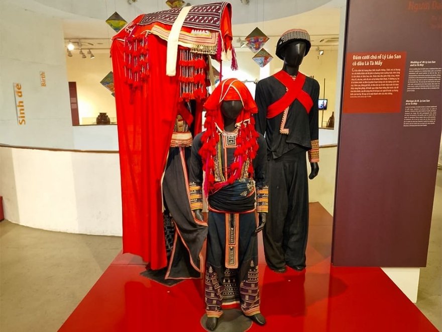 A vibrant display of traditional costumes from Vietnam's 54 ethnic groups at the Vietnamese Women's Museum, an ideal indoor retreat during the June heat.