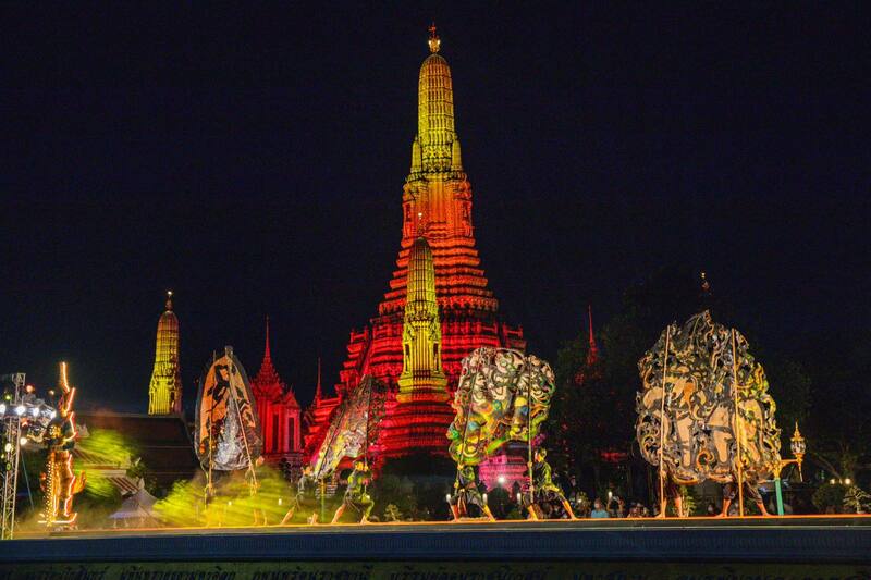 Khon, drama de danza enmascarada de Tailandia en Wat Arun en Vijit Chao Phraya 2023.