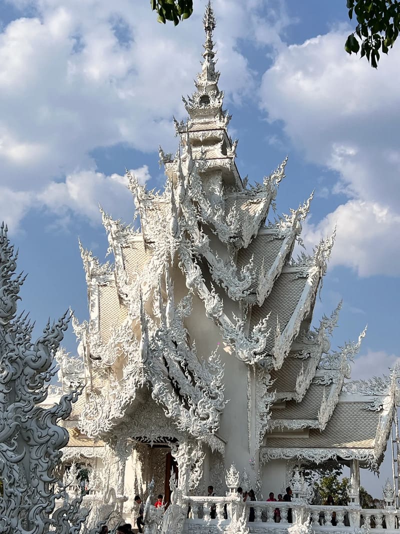 Wat Rong Khun impresses with its dazzling whiteness and refined details