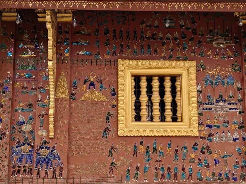 The murals reflect the genius of the Laos craftsmen