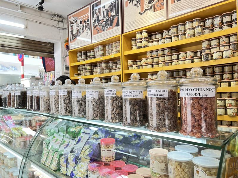 It is easy to find a ô mai shop in Hanoi's Old Quarter