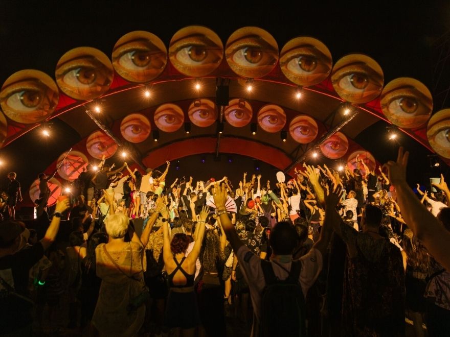 Art installations and festival grounds at Wonderfruit near Pattaya, Thailand