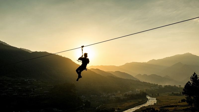 Zipline crosses many types of terrain and beautiful landscapes