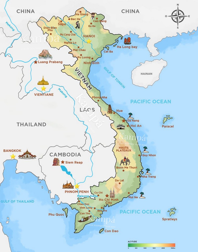 Panoramic View of Vietnam Map
