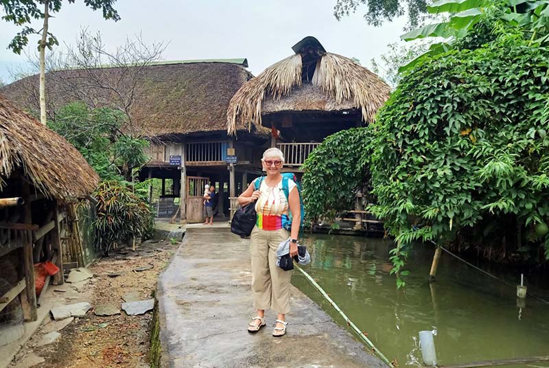 Mrs. Madeleine Chenette in front of the local homestay in Ha Giang - October trip to Vietnam