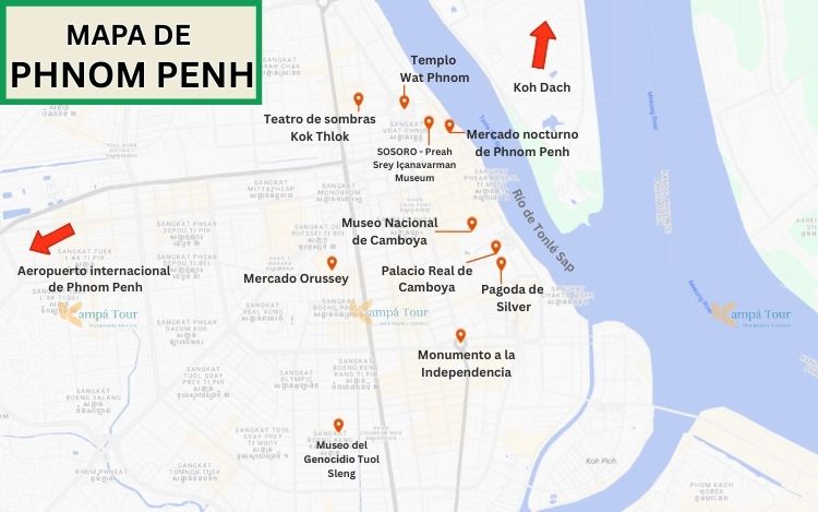 Camboya capital mapa - phnom penh