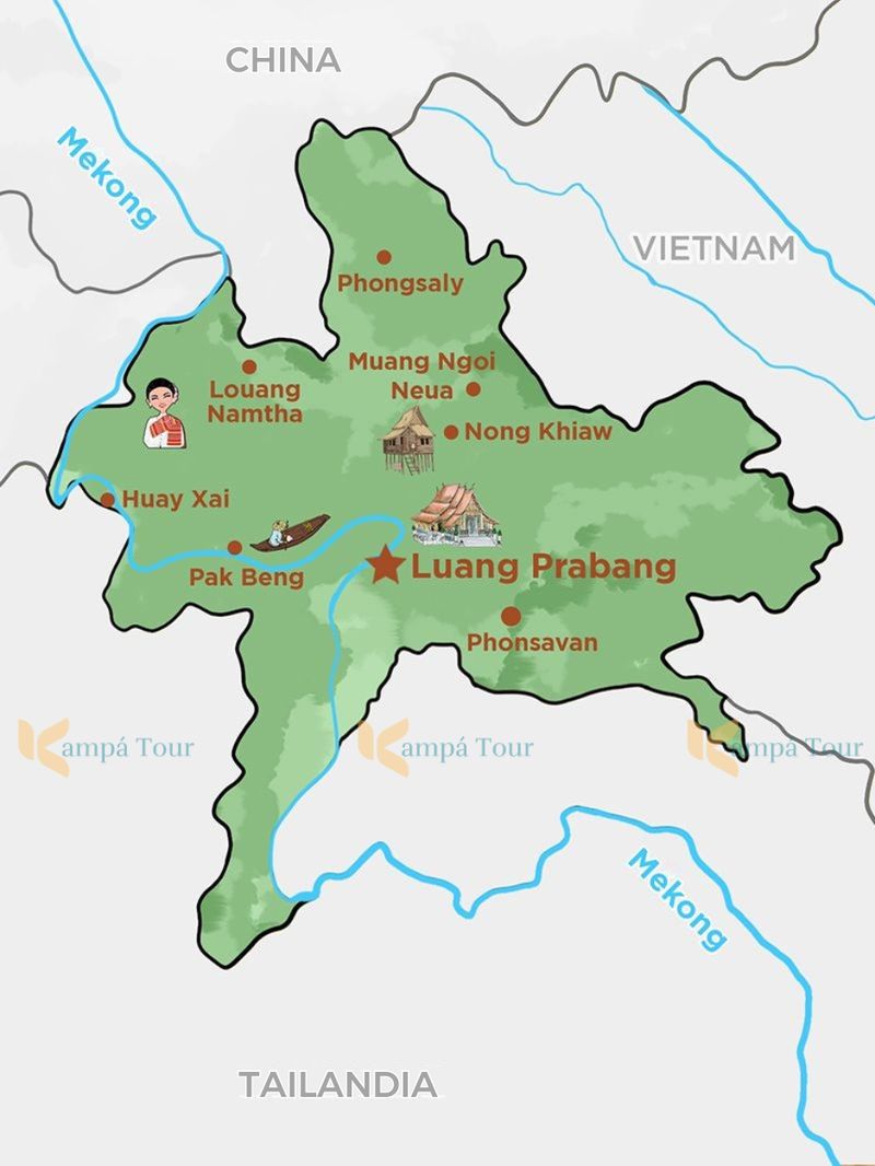 mapa de norte de laos