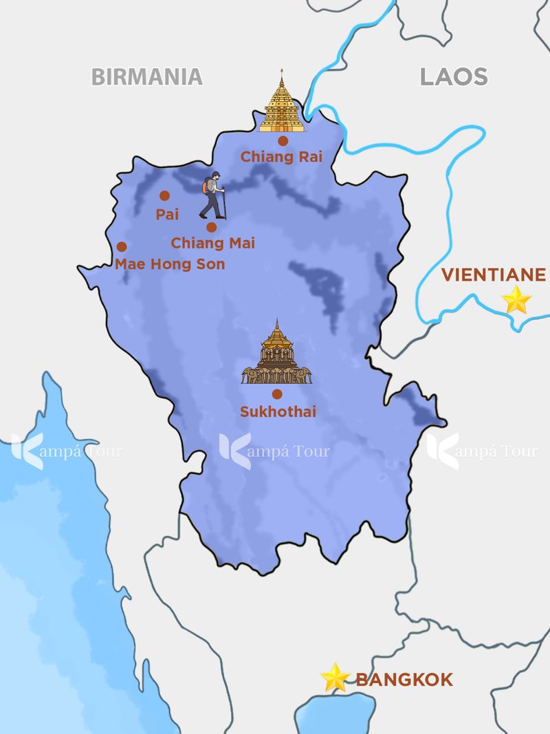 mapa de norte de tailandia