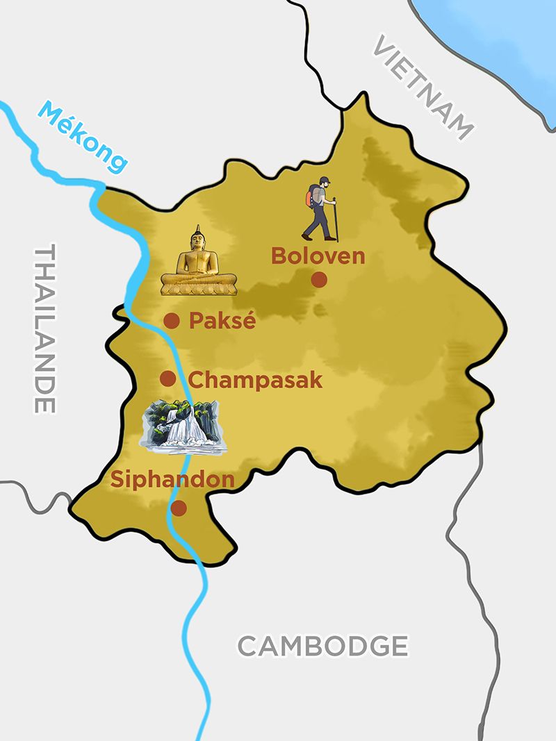 mapa de sur de laos