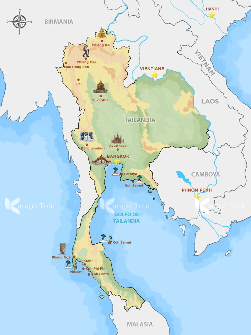 mapa turistico de tailandia