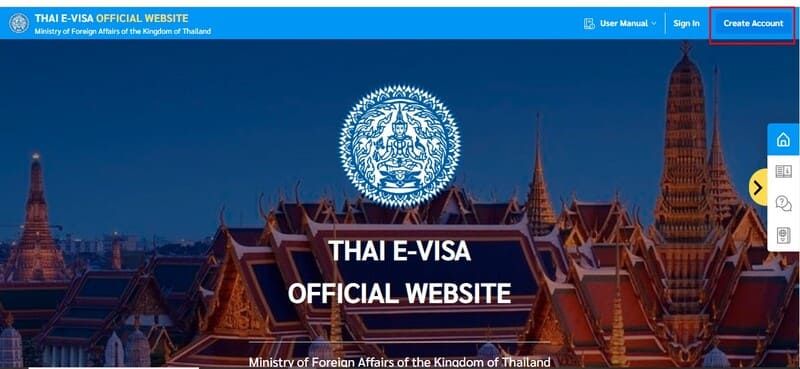 pagina web de evisa tailandia