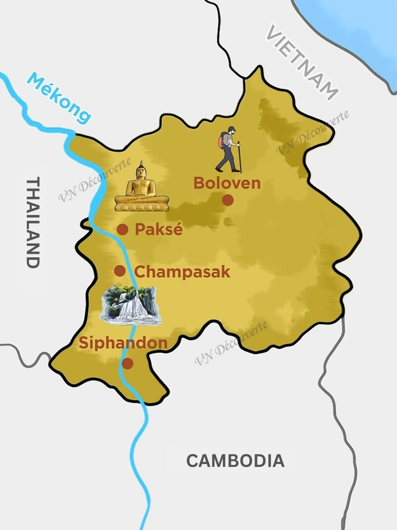 Map of the South in Laos