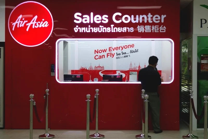 Thai AirAsia sales counter at Pattaya U-Tapao International Airport.