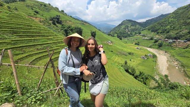 Taking a moment to admire the endless layers of green stretching across the Northern Vietnamese mountains.