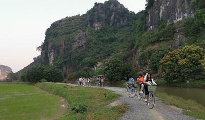 Cycling in cool weather at the beginning of spring