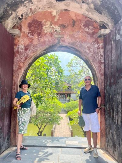 They also posing at Thien Mu Pagoda