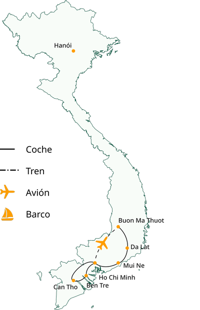Gran travesía del Sur de Vietnam en 10 días