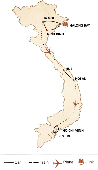 carte du circuit 10-Day Classic Vietnam Itinerary