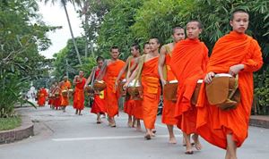 Morning alms, a sacred Laotian tradition