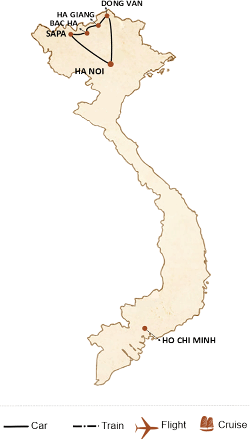 carte du circuit 7 Days in Sapa - Ha Giang: Ethnic Villages and Majestic Landscape