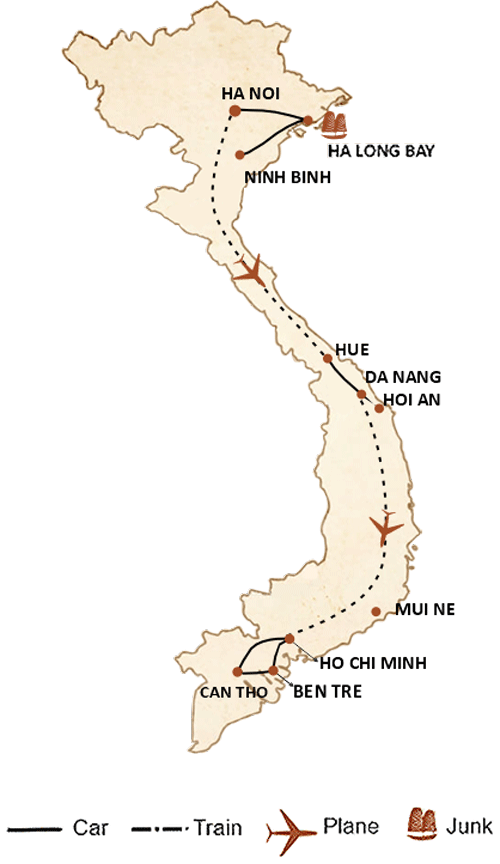 carte du circuit Vietnam Golf & Discovery Trip in 15 Days