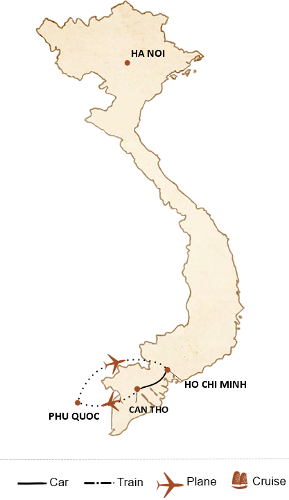 carte du circuit Best of South Vietnam 7 days