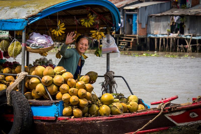 Floating markets and vibrant colors in the heart of the Mekong Delta.