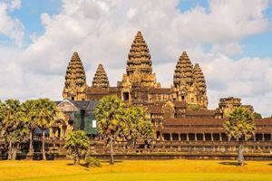 Angkor Wat is a huge, grand temple complex built of stone.